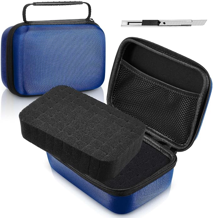 Relaxweex EVA Hard Case with Customizable Foam 7.8 x 6.3 x 3.5 Inch Protective EVA Carrying Case Shockproof Outdoor for Camera, Digital Products, Electronic Instruments with Knife, Blue