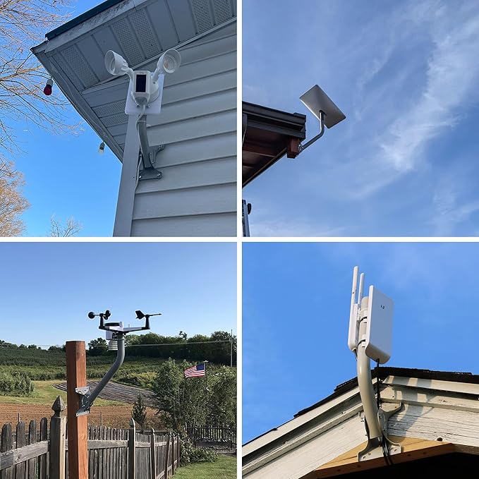 Heavy Duty Universal Adjustable Antenna Mount Pole(OD 1 11/16", Length 17 1/4"), Pole Mounting Bracket for Wall Eave Roof, Compatible with Antenna, Weather Station and WiFi Extender, with U-Bolt Kit