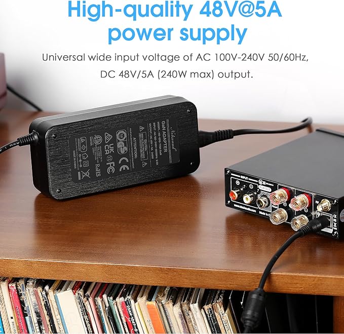 Nobsound 48V5A GaN Power Supply: High-Efficiency 240W DC Adapter for Home Amplifiers & Audiophile Audio Systems (FCC/CE/RoHS Certified)