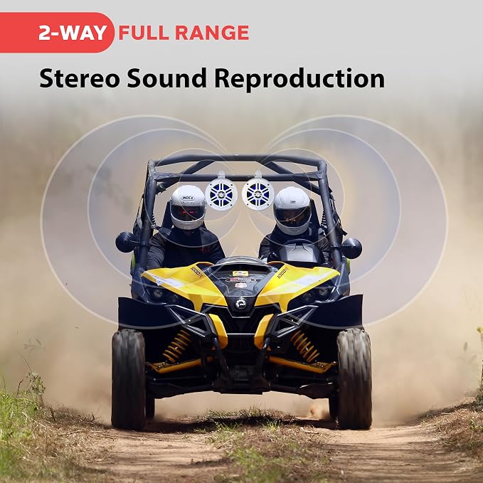 Pyle 4" Waterproof Off-Road Marine Speakers - 2-Way Full Range Stereo System with 360° Rotatable Bracket, Rugged Weatherproof Design, Ideal for ATVs, UTVs, Jeeps, Boats, and Wakeboards, White Colored