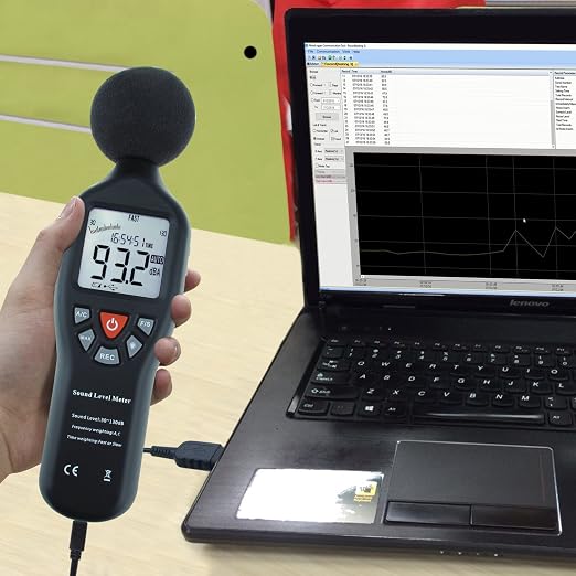 Decibel Meter, Digital Sound Level Meter Portable Sound Calibrator SPL Meter 30dB to 130dB MAX Data Hold with LCD Display Backlight A/C Weighted for Home Factories