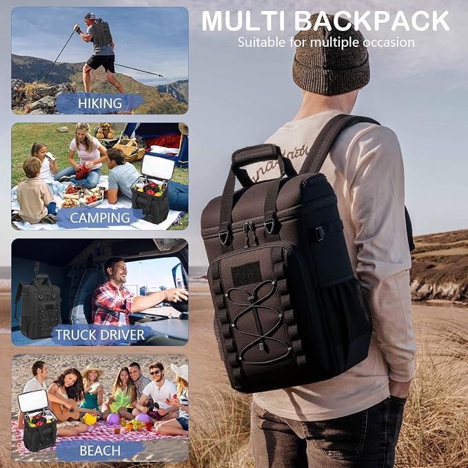 Tactical Cooler Backpack - 42 Cans Backpack Coolers Insulated Leak Proof for Men & Women, Soft Cooler Insulated Backpack for Lunch, Work, Camping, Hiking, Picnic, Beach & Travel