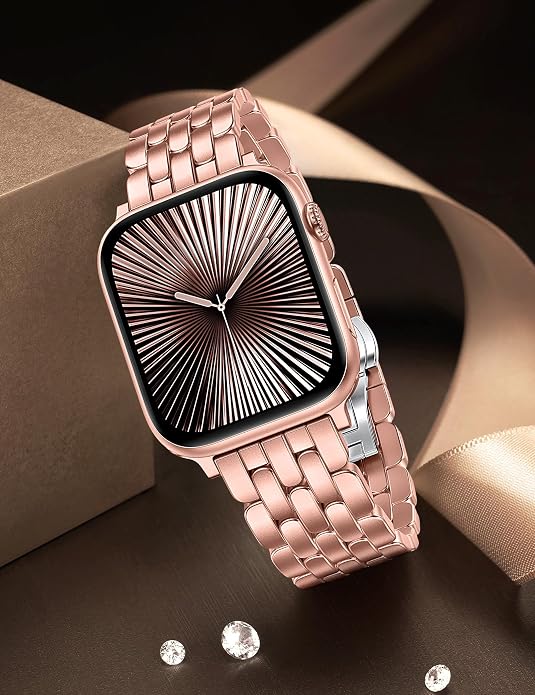 TOYOUTHS Designer Vintage Dressy Bracelet for Apple Watch Band Women 42/40/41/38/44/45/46/49mm, Stainless Steel Elegant Luxury Metal Strap for iWatch Series 11 10 9 8 7 6 5 4 SE/Ultra 3 2 1