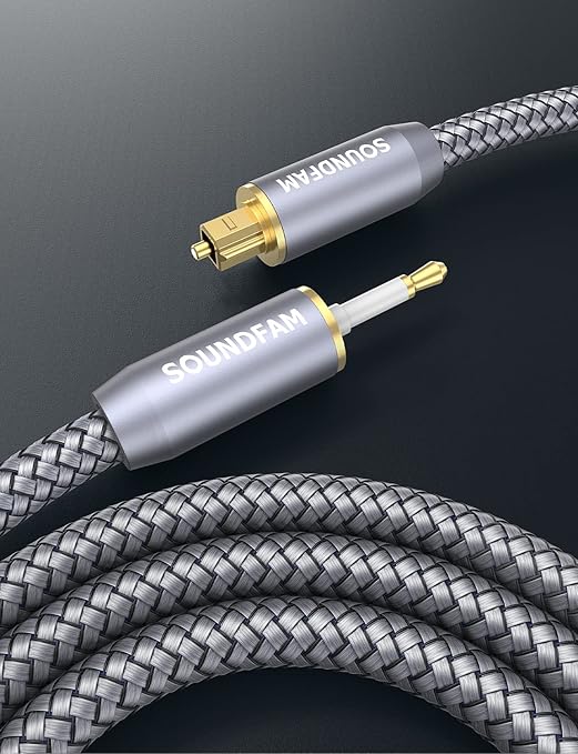 Toslink to Mini Toslink Cable Optical Audio Cable for Soundbar.Attention:Cannot Convert Analog Signals to Digital,Not A 3.5mm AUX Plug (3feet/1M)