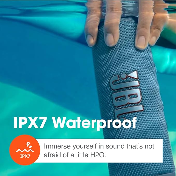 JBL Flip 6 - Portable Bluetooth Speaker, Powerful Sound and Deep Bass, IPX7 Waterproof, 12 Hours of Playtime, Speaker for Home, Outdoor and Travel (White) (Renewed)