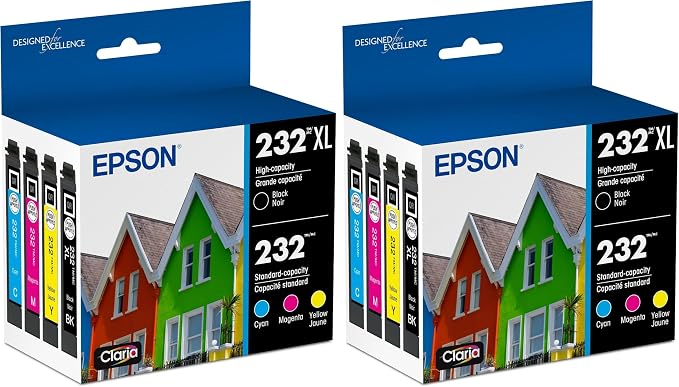 Epson 232 Claria Ink High Capacity Black & Standard Color Cartridge Combo Pack (T232XL-BCS) Works with Workforce WF-2930,2950 and Expression XP-4200,4205,(Pack of 2)