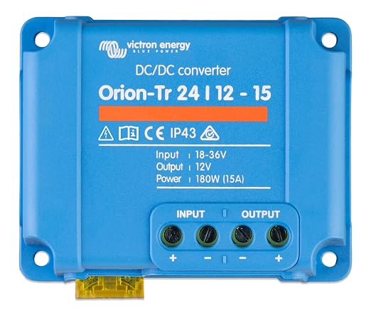 Victron Energy Orion-Tr DC to DC Converter 24/12-Volt 15 amp 180-Watt | IP43 Protected, for Dual Battery Systems, Non-Isolated