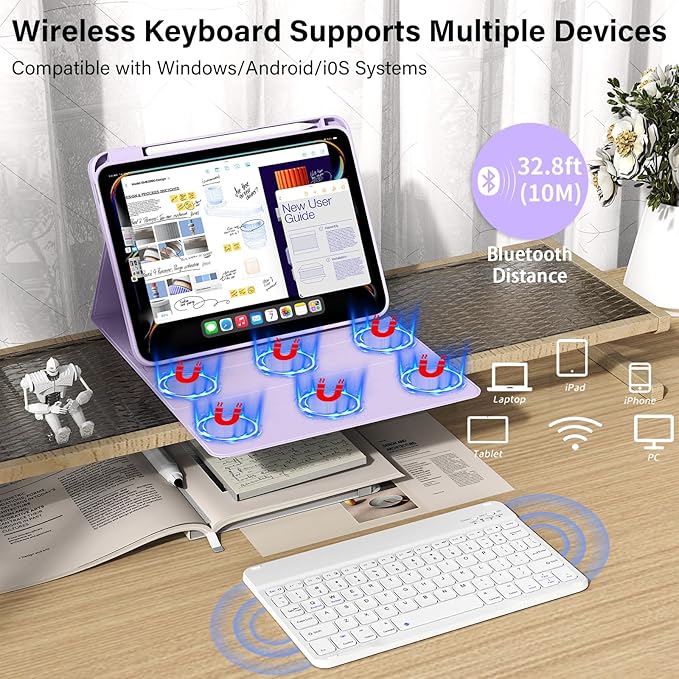 Keyboard for iPad 11th Gen, 11/10.9inch iPad Case with Pencil Holder, 11inch A16/10.9" Slim Lightweight case with Wireless Keyboard Folio Cover Auto Wake/Sleep, Purple