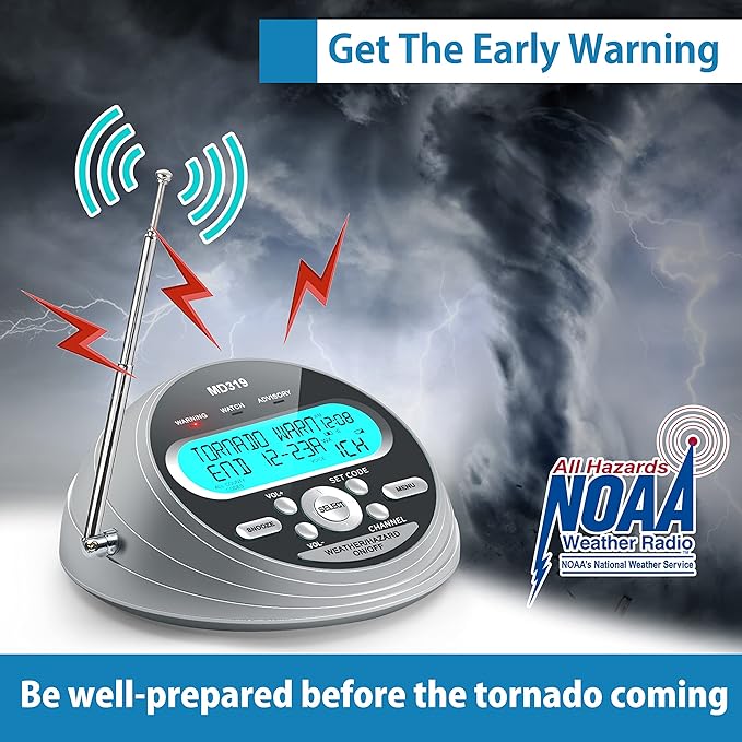 Emgykit NOAA Weather Alert Radio with S.A.M.E. + Portable Shortwave Radio | 80+ Alerts, 23 Country Codes, 4000mAh Battery, Bluetooth, Flashlight & SOS | Home Disaster Prep & Outdoor Survival Kit