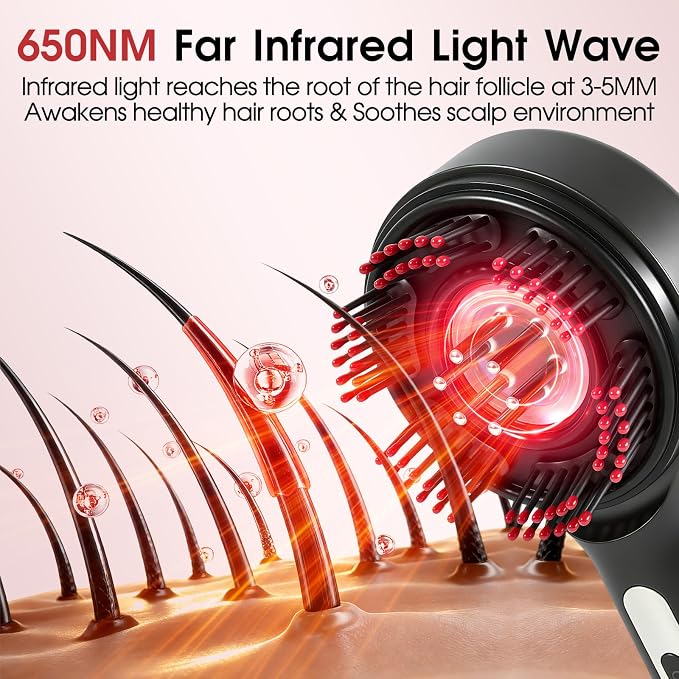 Upgrade Laser Therapy Hair Growth Comb, Hair Oil Applicator and Red Light Hair Brush,Electric Scalp Massager Hair Growth with IPX7 Waterproof