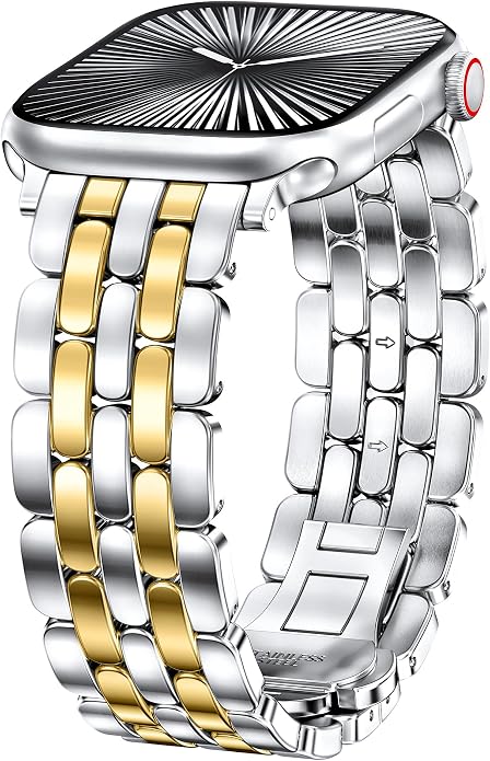 TOYOUTHS Designer Vintage Dressy Bracelet for Apple Watch Band Women 42/40/41/38/44/45/46/49mm, Stainless Steel Elegant Luxury Metal Strap for iWatch Series 11 10 9 8 7 6 5 4 SE/Ultra 3 2 1