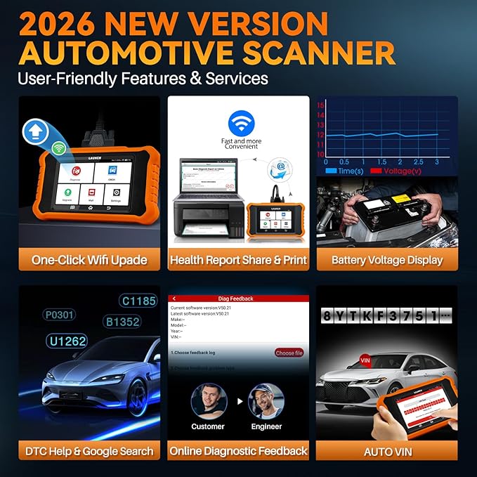 LAUNCH X431 Creader Elite 2.0 fit for Ford OBD2 Scanner, 2026 Bi-Directional Scan Tool for Ford/Lincoln/Mercury/Mazda, Full System,All Resets,ECU Code,AUTO VIN,Lifetime Update