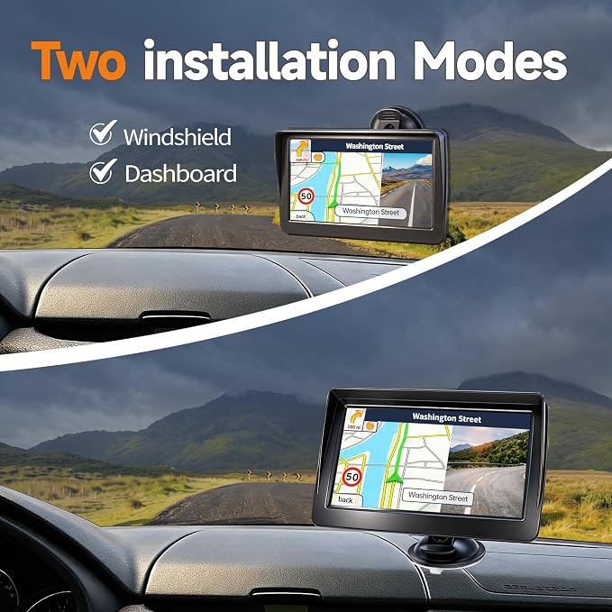 GPS Navigator for Car Truck RV Pickup, 7-inch with Hood No Network Required | 2026 Offline Map with Free Updates Lifetime, HD Touchscreen, Voice Guidance, Speed & Traffic Alerts, Custom Route by Car Size