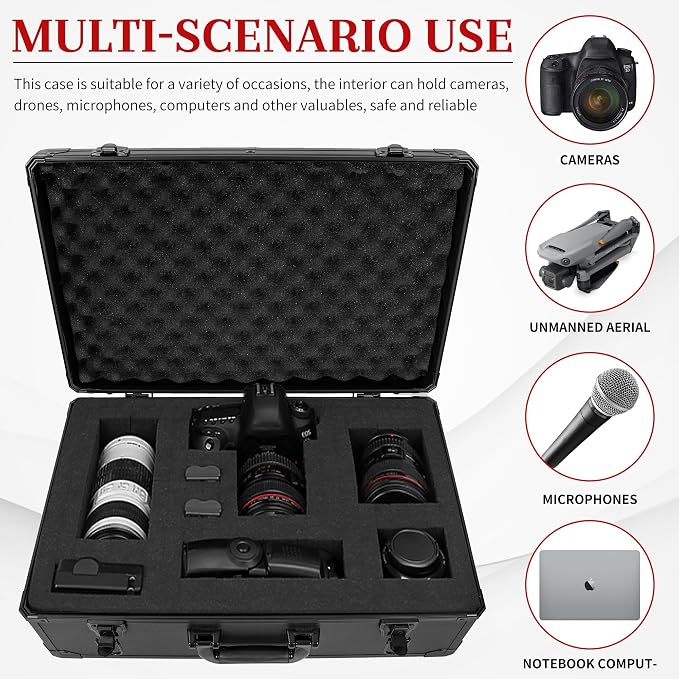 Protective Hard Case 22 X 14 X 8-Inch Shockproof Water-resistant with Customized DIY Foam Insert fit for Camera, Laptops, etc