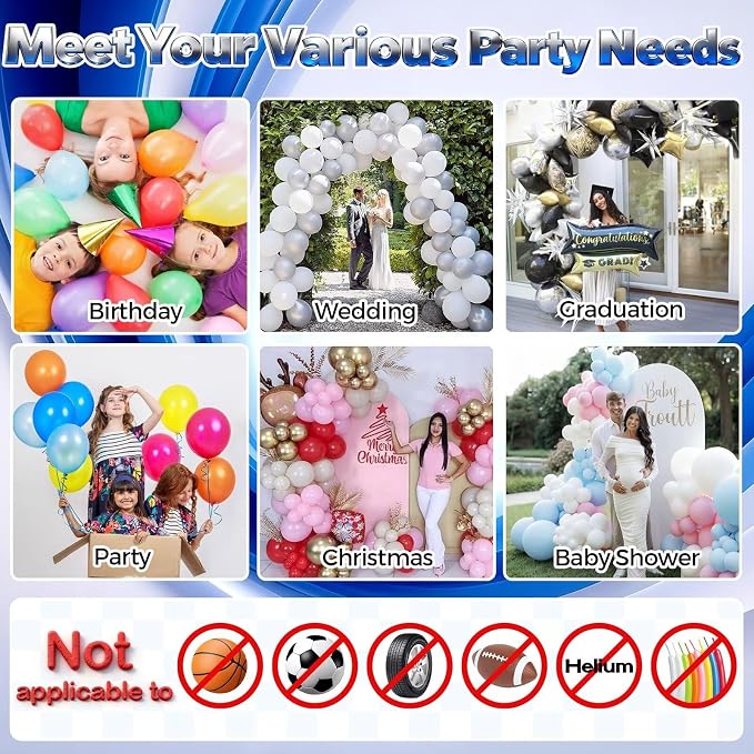 Togvu Electric Balloon Pump, 3-in-1 Portable Air Pump for Inflatables and Balloons, Dual Nozzle Balloon Blower Machine for Latex 260q Foil Balloons 110V Inflator Deflator for Pool Floats Air Mattress