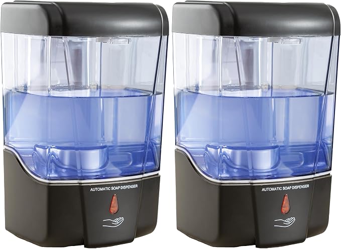 Soap Dispenser Wall Mount Commercial 2 Pack Black Automatic Hand Wash Dispensers 20OZ Suitable Liquid Sanitizer Refillable for Kitchen Bathroom Waterproof