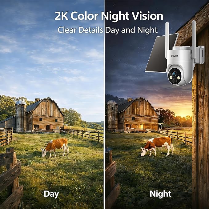 SOLIOM 4G LTE Cellular Security Camera, No WiFi Security Camera for Remote Areas, Solar Powered Wireless Outdoor Camera, 2K Color Night Vision, 360° Pan & Tilt, PIR Motion Detection, Off-Grid S90
