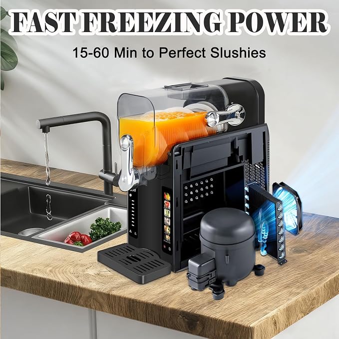 Slushie Machine for Home - 88oz Frozen Drink Maker Slushy Maker & Soft Ice Cream Maker, 6 Preset Programs| Slushie, Cocktails, Frappés, Ice Cream, Smoothies, Milkshakes (Screen Version）