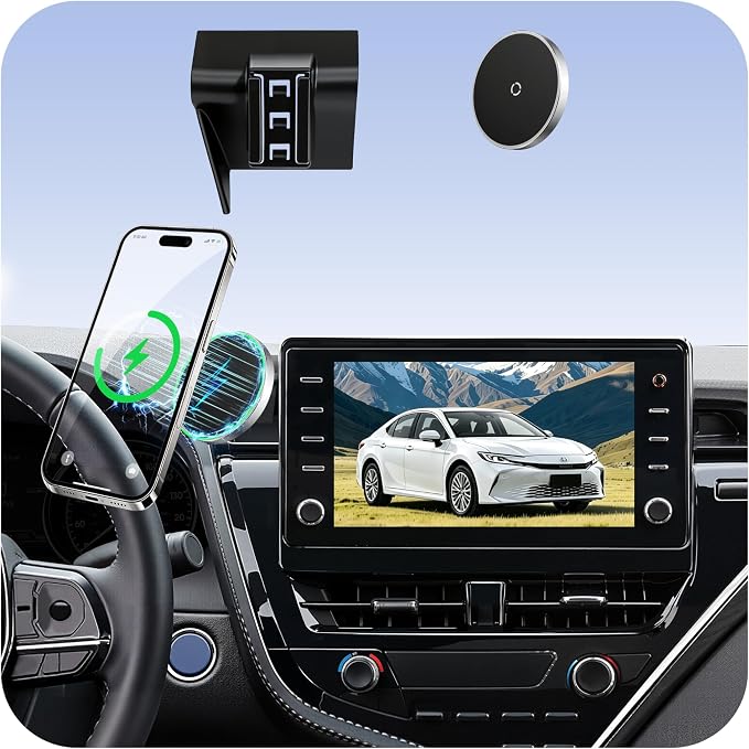 Car Phone Holder for Toyota Camry (2021-2023 2024), MagSafe Car Mount Charger, Magnetic Phone Holder, 15W Wireless Charging, Dashboard Phone Holder, 360° & Hands Free, 2022 Camry Interior Accessories