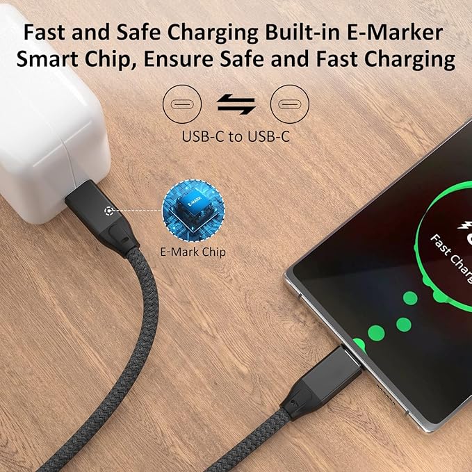 UseBean USB C to USB C Cable 100W 6.6FT 2Pack, USB C 3.2 Gen 2X2 20Gbps Data Cable 4K Video, Type-C PD Fast Charging Cord, for MacBook Pro, iPad mini 6/ Pro, Galaxy S24+/S24 Ultra/S23, Switch