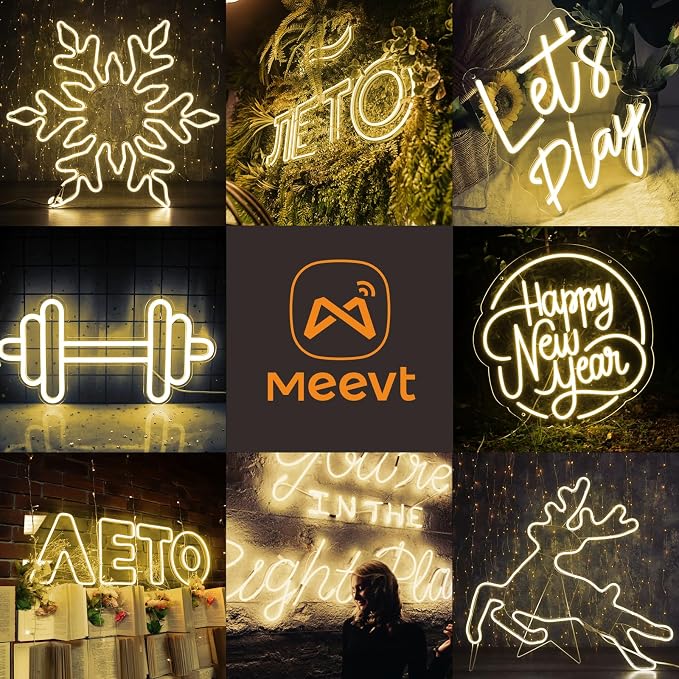 LED Neon Rope Lights, 16.4ft/5m Warm White Neon Light Strip,12V Flexible Waterproof LED Strip, Silicone Neon Lights for Kitchen Bedroom Indoor Outdoor Decoration (Power Adapter not Included)