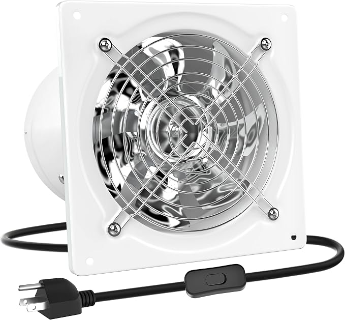 HG Power 10 Inch Exhaust Fan, Kitchen Exhaust Fan With Switch 988 CFM Wall Mounted, Extractor Ventilation Fan For Attic, Greenhouse, Basement, Shed