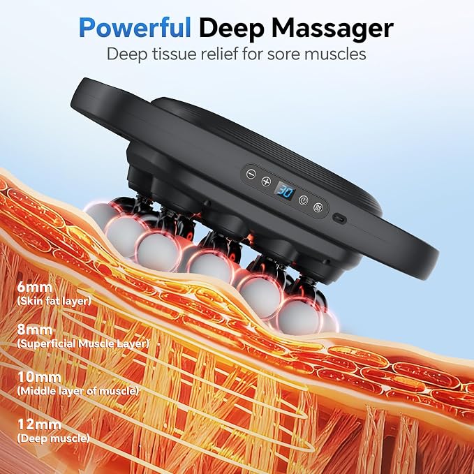 Beown 20 Head Massage Gun Deep Tissue, Fathers Day Dad Gifts, Back Muscle Massager with 3 Modes & 30 Intensity Levels for Legs, Waist, Back, Neck, Portable Percussion Massage Gun for Pain Relief