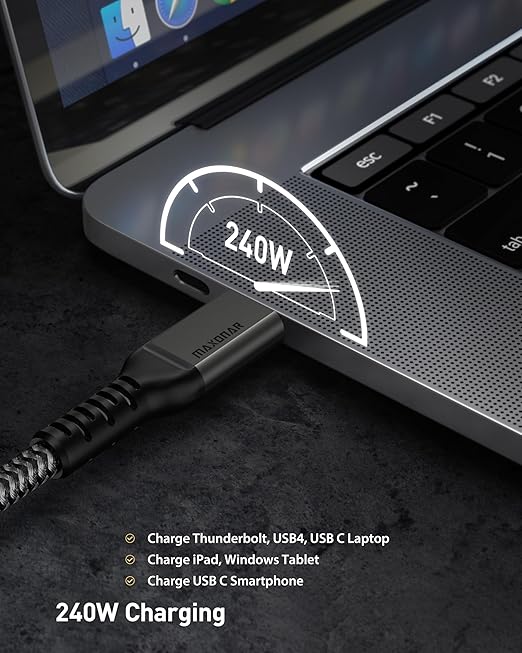 Maxonar 80Gbps Thunderbolt 5 Cable 3FT [Desktop-First], 240W PD 3.1 Fast Charging, 120Gbps Bandwidth for 16K/8K Video Editors & 3D Rendering Compatible with MacBook Pro, Studio Display, eGPU, Docks