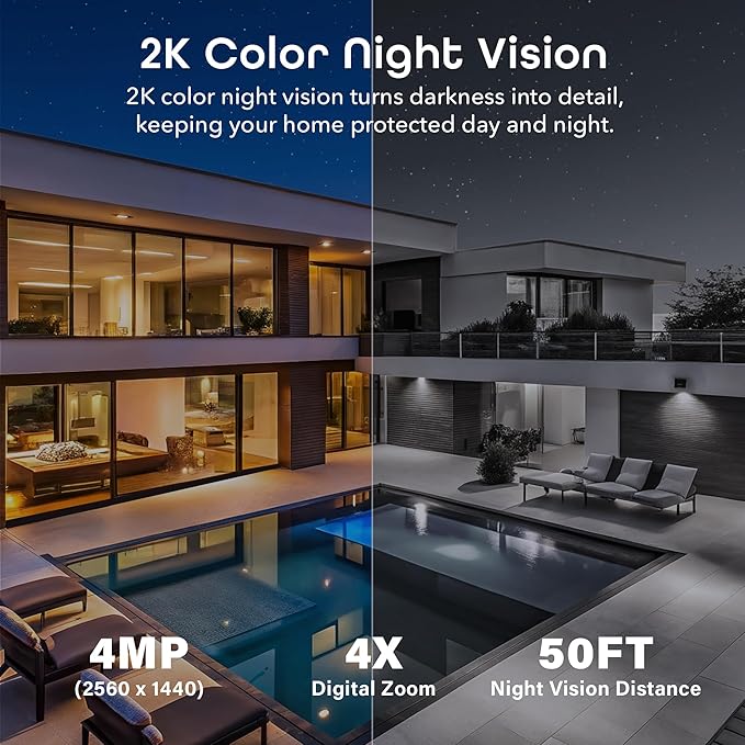 Geeni Hawk 3 4MP Smart Outdoor Security Camera – 2K Ultra HD WiFi Surveillance Camera with Color Night Vision, 30m Long Range, 2-Way Audio, Motion Detection & IP65 Weatherproof