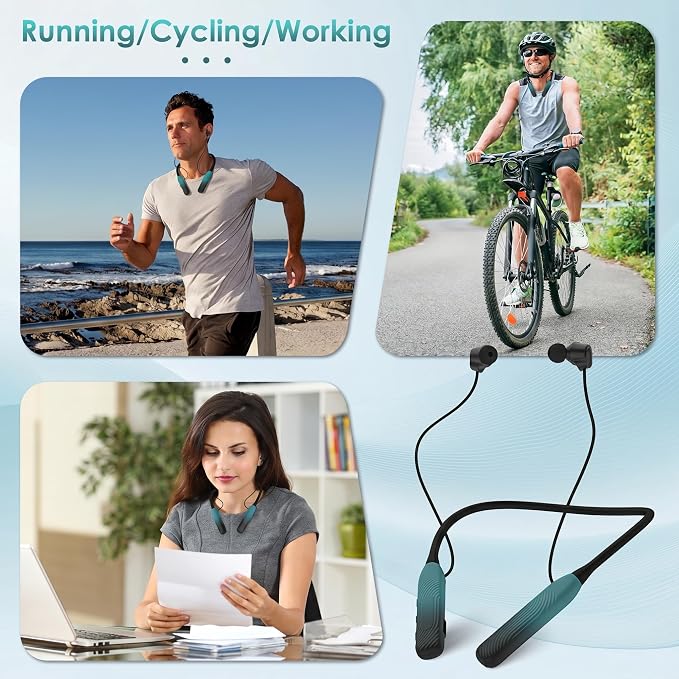 Neckband Bluetooth Headphones（1-Year Quality Support) , 1000H Extra Long Battery Life with Magnetic Earphones,Wireless Earbuds with Mic,Waterproof In-Ear Headset for Sports/Workout/Office (Greenish)