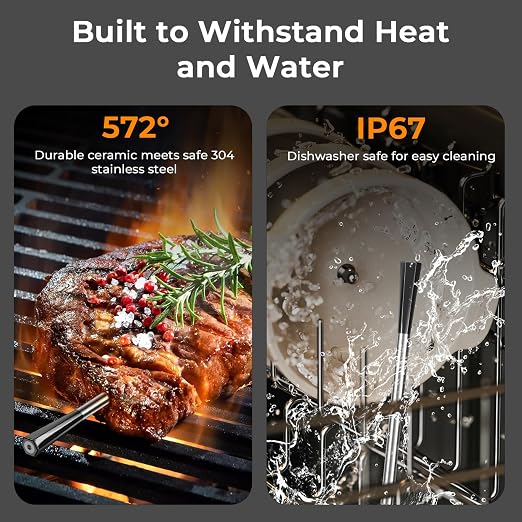 BlueSwan Wireless Meat Thermometer Digital, Food Thermometer Bluetooth 820 ft Range with APP for Grill Smoker Oven, Magnetic Design for BBQ Cooking, Birthday Gifts for Men Dad Husband