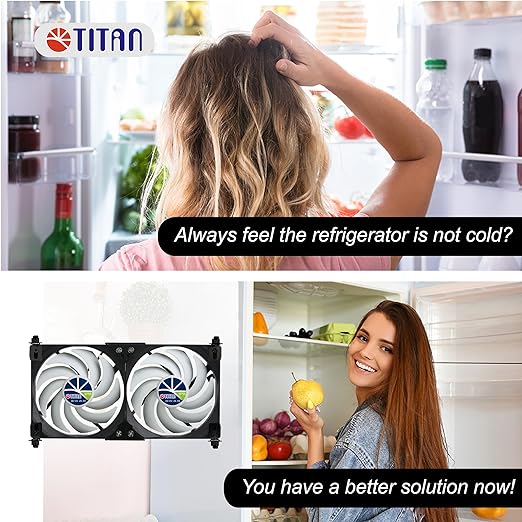 TITAN- 12V DC Double Rack Mount Ventilation Cooling Fan for Fridge Vent and Ventilation Grille with Speed Controller (120mm(V2+))
