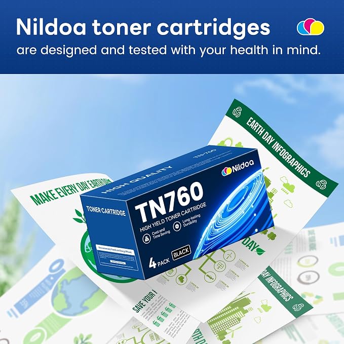 TN760 TN-760 Toner Cartridge High Yield Black Replacement for Brother TN760 TN-760 MFCL2750DW HLL2390DW MFCL2710DW HL-L2350DW Printer Ink 4 Pack