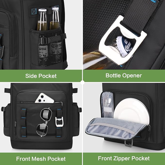 42 Can Backpack Cooler,40L Insulated Double Decker Leakproof, Waterproof Travel Cooler Backpack for Beach Camping Picnic Travel