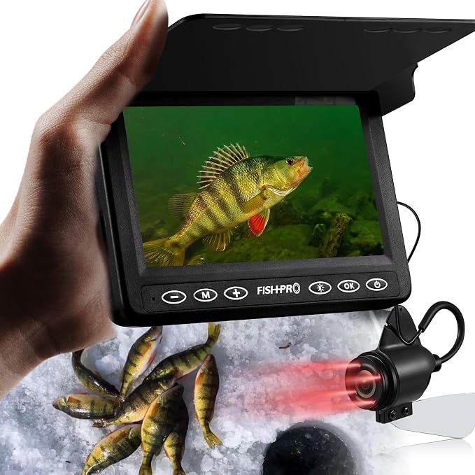 [FishPRO® 2026 Upgrade] Underwater Fishing Camera -4.3'' Ice Fishing Camera Underwater(NO Need Learn), 1000TVL, Ice Fish Gift for Men, Ice Fish Finder for Boat Fish w/IR/USB-C/5,000mAh/65ft