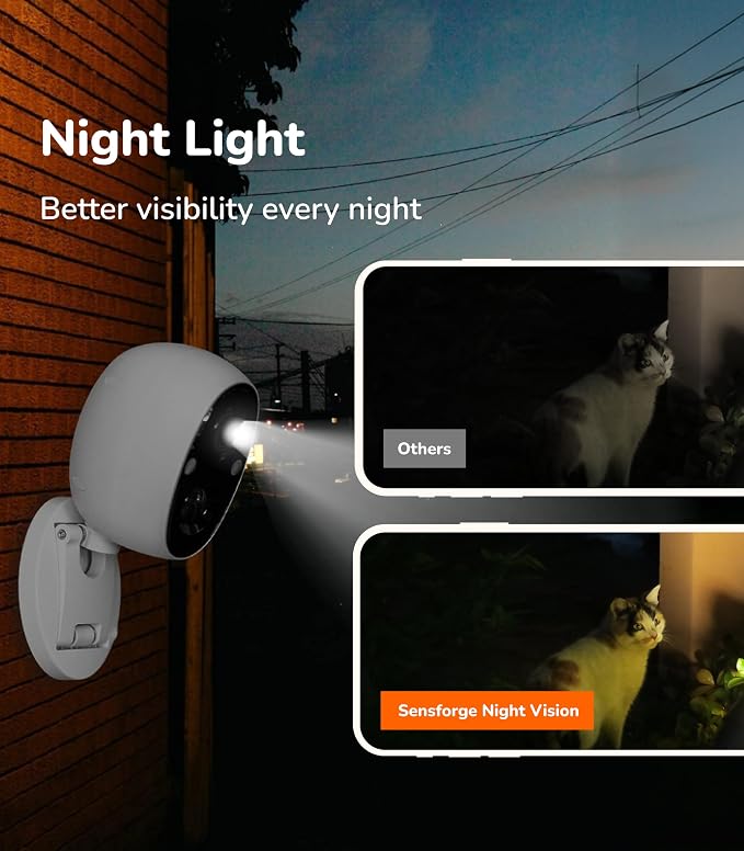 SensForge 2.5K Indoor Outdoor Battery Camera, Dual-Band WiFi, Free AI Human & Pet Detection, 2-Day Cloud + 32GB SD Storage, Spotlight Color Night Vision, Magnetic Mount, Optional AI + Storage Upgrade