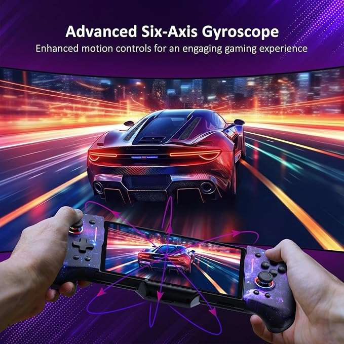 NexiGo Hall Effect Gripcon (No Drift, No Deadzone) with Hall Sensing Joystick for Switch/Switch OLED, Adjustable RGB Light, 6-Axis Gyro, Turbo, Mapping (Cosmic Nebula)
