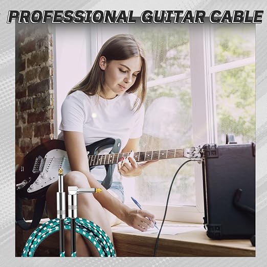 Rigibright 8 Pack 10FT Instrument Cable - Guitar, Bass, Keyboard, Microphone & Mixer Amp Cord (8, Multicolored-Series B)