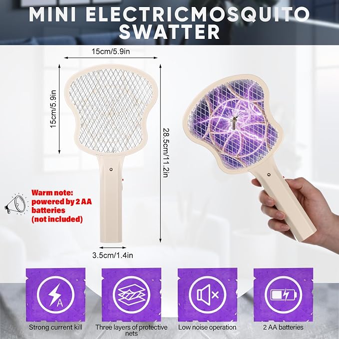 6 Pack Electric Fly Swatter Racket 3000v Bug Zapper Racket Mini Handheld Fly Swatter Mosquito Zapper with 2-Layer Safety Mesh Zappers for Indoor Outdoor Home Vehicle Placement Camping