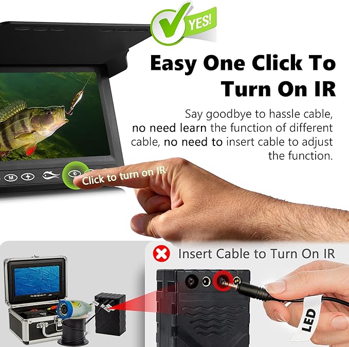 [FishPRO® 2026 Upgrade] The PRO in Underwater Fishing Camera -4.3'' Ice Fishing Camera Underwater(NO Need Learn), 1000TVL, Ice Fish Gift for Men, Ice Fish Finder for Boat Fish w/IR/USB-C/5,000mAh/66ft