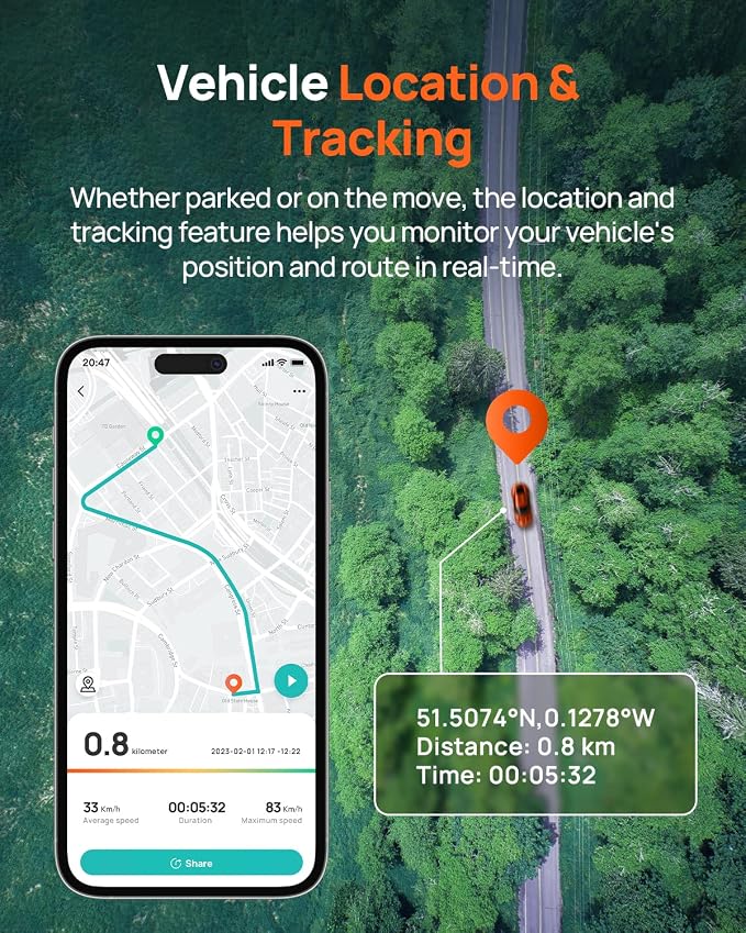 70mai UP05 4G Hardwire Kit with SIM Card, 4G Support, Type-C for Dash Cam A510, X800, A810S, T800, A810 Lite, 12V-30V to 5V/2.4A, Remote Monitoring, Low Voltage Protection, 24H Parking Mode