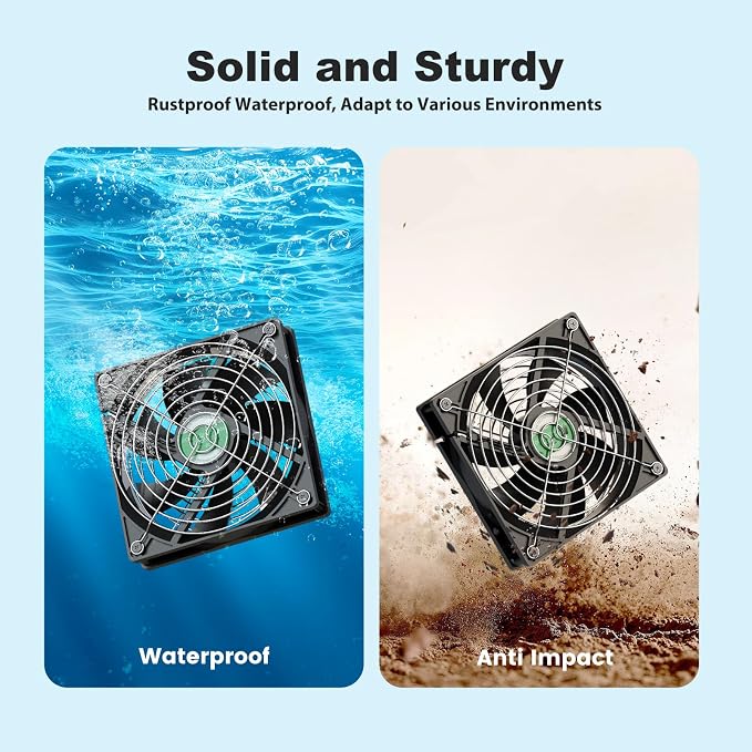 Solar Chicken Coop Fan 3 Kit, 25W Solar Powered Greenhouse Fan Outdoor Waterproof, Solar Exhaust & Intake Fans, Strong Airflow for Shed Dog House Circulation Ventilation Cooling, No Battery
