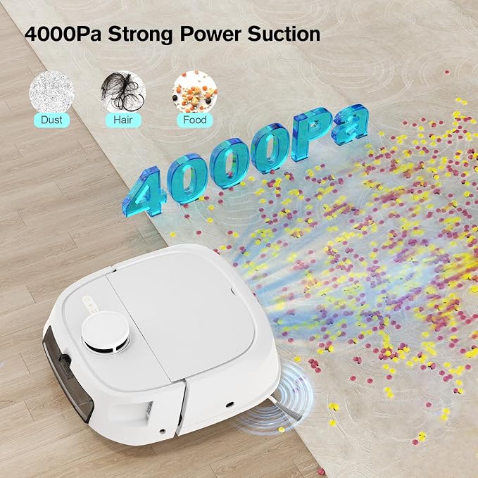 Robot Vacuum and Mop Combo, LiDAR Mapping Robotic Vacuum Cleaner for Pet Hair, Vacuum & Mop at the Same Time, No-Go Zones, Room Select, Multi-Floor Maps, 240-Min Runtime, App & Voice Control (2.4GHz)