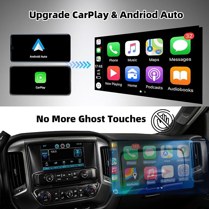DJ080PA-01A 8" 55 Pin LCD Monitor Touch Screen Navigation Radio Compatible with Chevy Silverado Suburban Tahoe & GMC Yukon Sierra 2015-2018 Digitizer Replacement