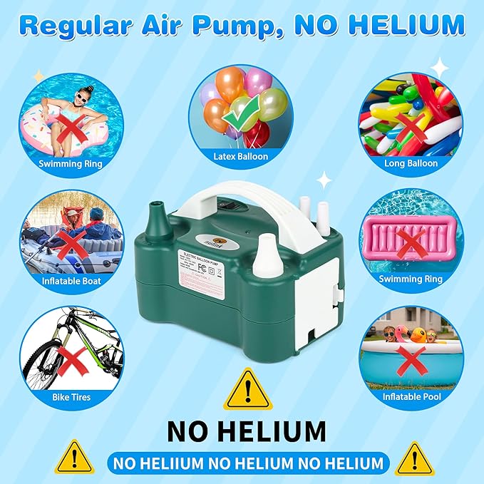 Electric Balloon Pump, Portable Electric Balloon Blower Machine Balloon Air Pump Dual Nozzle 110V 600W Balloon Inflator for Party Decorations