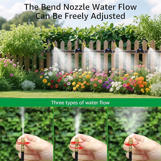 Bluepro 2026-Upgrade Drip Irrigation System, No 1/4 Pipe, only 12pcs Adjustable Copper Nobbles and Quick Connectors