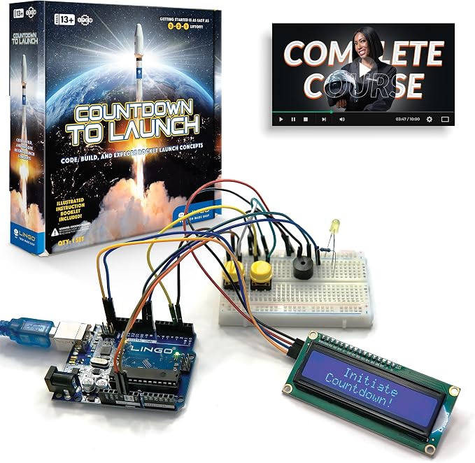 LINGO Countdown to Launch STEM Coding Kit - Build, Code & Explore Rocket Launch Concepts - Science Kits for Ages 13+ Years for Birthdays & Holidays