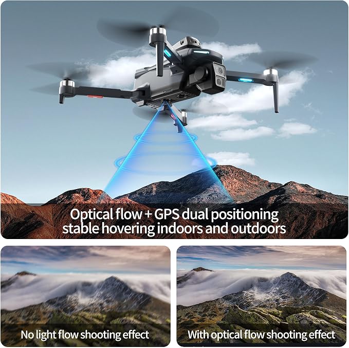 GPS Drone with HD Dual Camera, Brushless Motor & 5 Inch Screen Remote, EIS Anti-Shake Gimbal, Obstacle Avoidance & Optical Flow Positioning, under 250g Lightweight XT606 FPV Drone for Beginners Adults