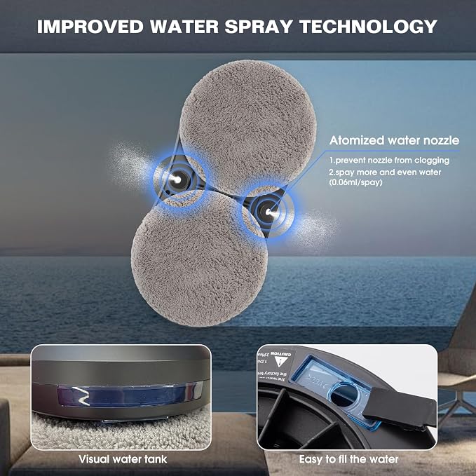 S1 Window Cleaning Robot with Dual Water Spray 3500Pa Houshold Window Cleaner Robots with Toolbox 6.0 AI Path Planning for Framed/Frameless Glass Low Noise Glass Cleaning Robot with Belt