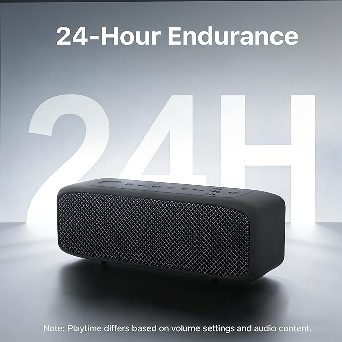 JUOVI Bluetooth Speaker,20W Stereo Sound,Wireless Speaker with Bluetooth 6.0,24H Playtime,IP68 Waterproof Shower Speaker,TWS Pairing, Support TF Card,AUX 3.5mm Input,Speaker for Home,Outdoor,Travel